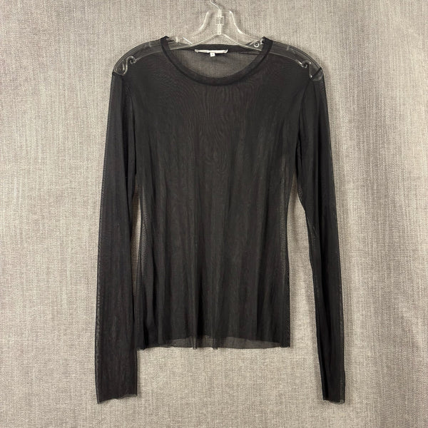 Sun Light Black Sheer Mesh Long-Sleeve Top Size 1 — front