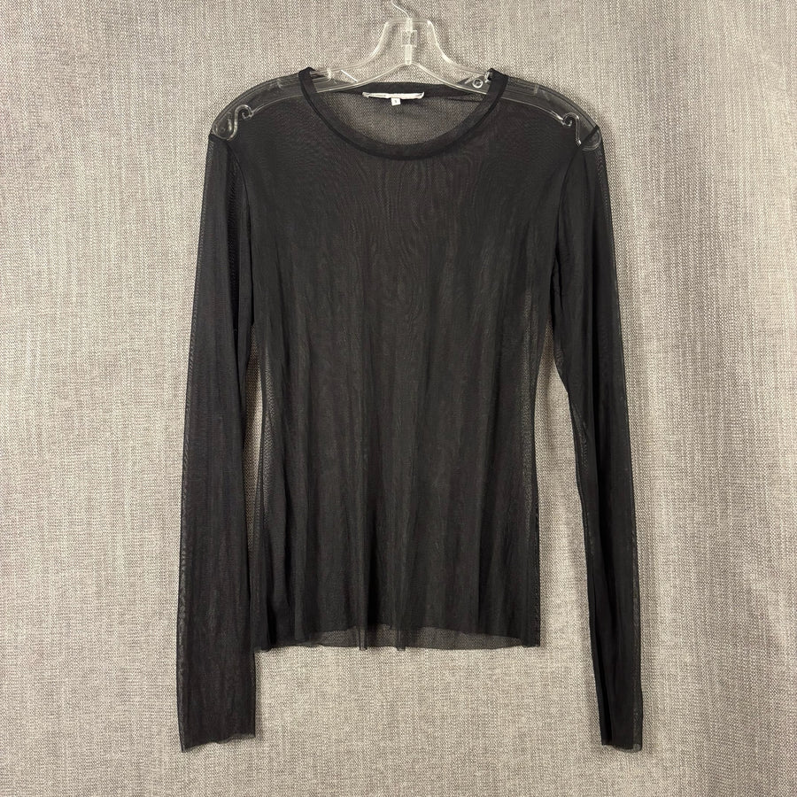 Sun Light Black Sheer Mesh Long-Sleeve Top Size 1 — front