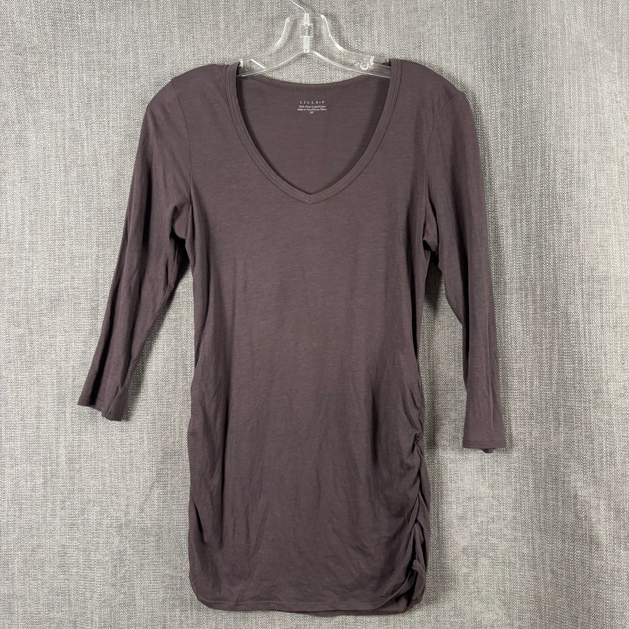 38 - Lilla P Brown Pima Cotton Long T-Shirt Size S-P — photo 1: front view