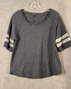 42 - James Perse Gray Striped-Sleeve T-Shirt Size 2 — photo 1: front view