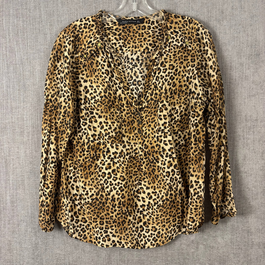 68 - Zara Woman Leopard-Print Blouse Size EUR L (USA L, MEX 30) — photo 1: front view