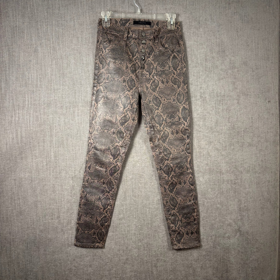 73 - J Brand Lillie Coated Snake-Print High-Rise Crop Skinny Jeans — photo 1: front view