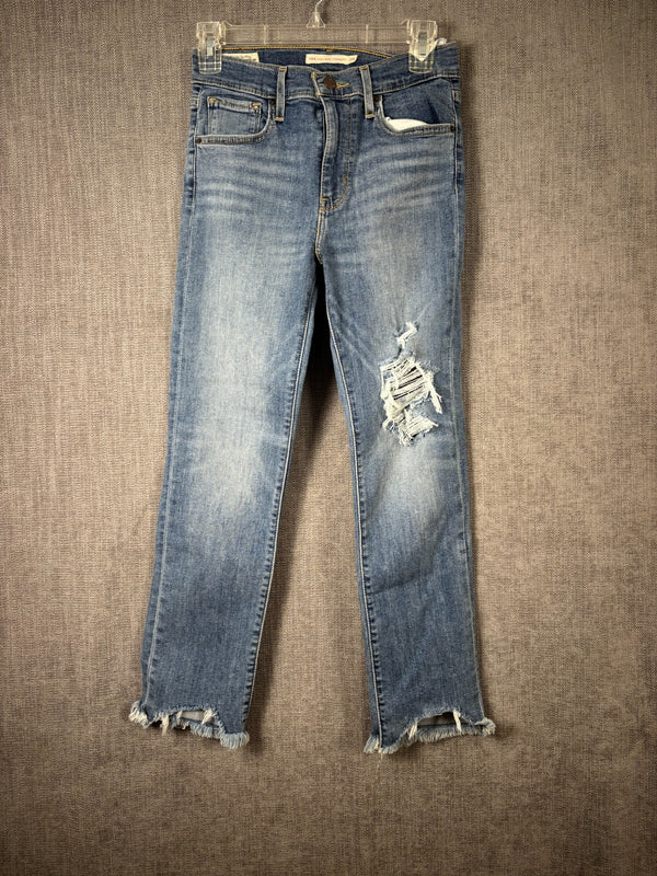 86 - Levi's Premium 724 High Rise Straight Distressed Jeans Size 26 — photo 1: front view