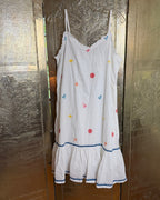 Cynthia Rowley White Embroidered Beach-Motif Cotton Ruffle-Hem Nightgown — front