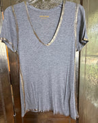 102 - Zadig & Voltaire Gray Tino Foil Modal T-Shirt Size M — photo 1: front view