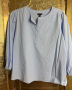 104 - Ann Taylor Blue Cotton-Blend Blouse Size M — photo 1: front view