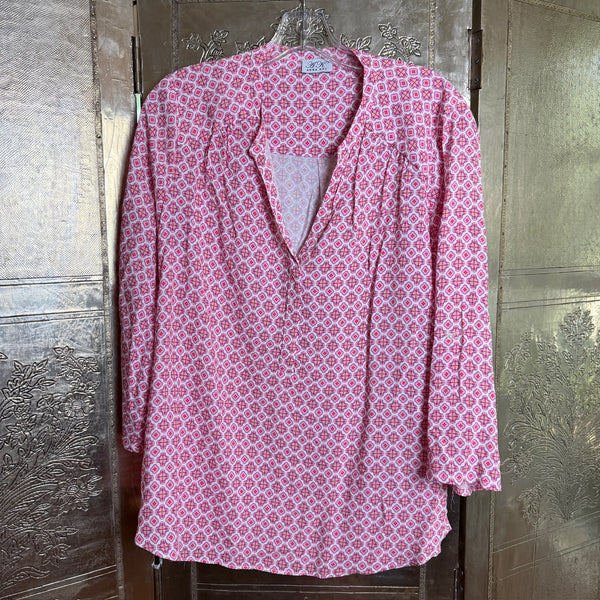 108 - Anna Kay Pink Viscose Blouse Size L — photo 1: front view