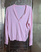 109 - J.Crew Pink Classic Cotton Cardigan Size L — photo 1: front view