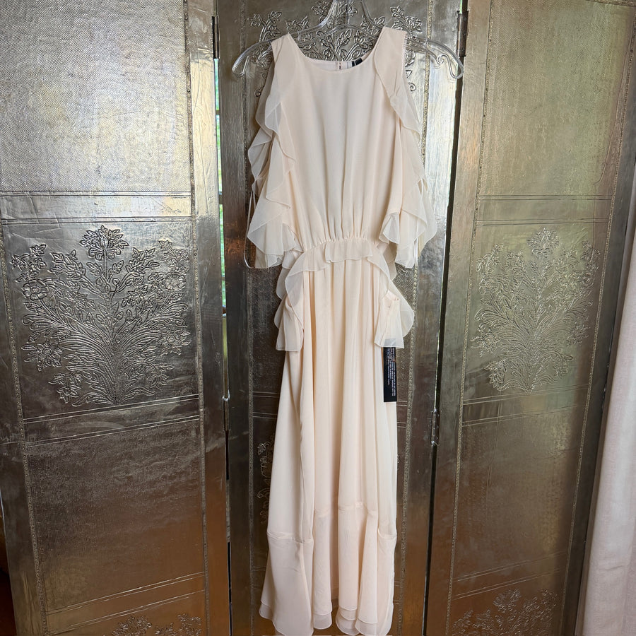115 - Topshop Cream Ruffle Dress Size UK 10 (EU 38, US 6) — photo 1: front view