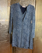 117 - Tory Burch Blue Snake-Print Silk Georgette Dress Size 2 — photo 1: front view