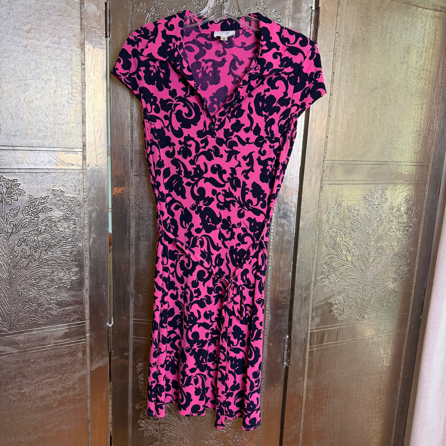 118 - Milly Pink and Black Silk Dress Size M — photo 1: front view