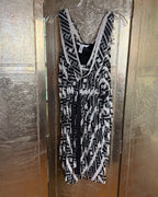 Diane von Furstenberg Lorah Black and White Geometric Silk Cowl-Neck Dress Size 4 — front
