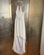 Alice & Trixie Ivory Halter High-Low Maxi Dress with Gold Hardware Size M — front