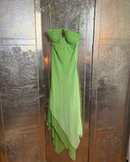 129 - Gilar Green Silk Dress Size 6 — photo 1: front view