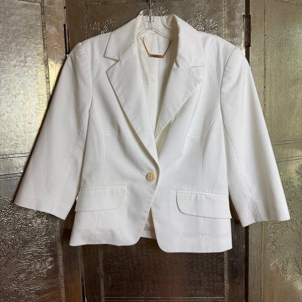 Trina Turk White Single-Button Notched-Lapel Blazer Size 6 — front