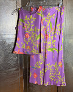 Purple Hummingbird-and-Floral Sleeveless Top and Long Skirt Set — photo 1: front view
