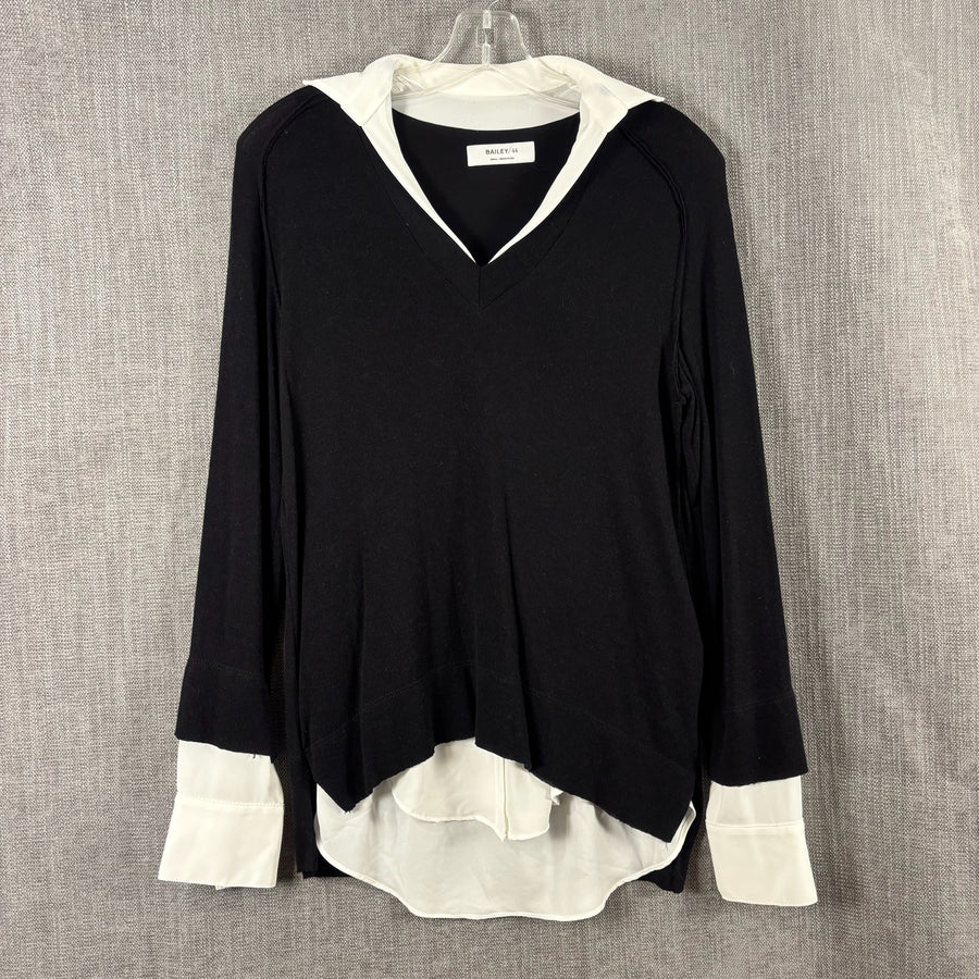 Bailey 44 Grand Duke Black and White Layered Sweater Size S — front layered