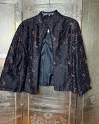 Dianne Keesee Black Floral Embroidered Sequin Jacket — front open