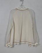 Back view of Elizabeth and James Contrast-Trim Silk Blouse Size S