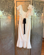 Back view of Saloni Ella Broderie Anglaise Eyelet Midi Dress Size US 4 (UK 8, EU 34)