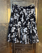 Back view of Black and White Floral Cotton Skirt