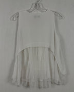 Back view of Elizabeth and James Layered Pleated Peplum Top Size S
