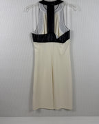Back view of Alice + Olivia Leather-Trim Colorblock Shift Dress Size S