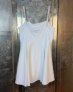 Back view of White Cowl-Neck Spaghetti-Strap Skater Dress