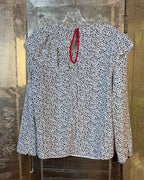 Back view of Topshop Dalmatian-Print Ruffle Blouse Size US 8 (UK 12, EU 40)