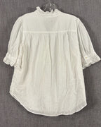 Back view of Ann Taylor Ruffle-Trim Cotton Blouse