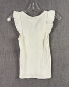 Back view of Zara Trafaluc Ribbed Ruffle-Sleeve Top Size M