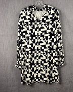 Back view of Alice + Olivia Geometric-Print Shift Dress Size S