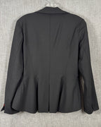 Anya Ponorovskaya Black Open-Front Blazer with Red Floral Lining Size 6 — back