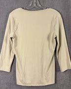 39 - White + Warren Beige Stretch Three-Quarter-Sleeve T-Shirt Size M — photo 2: back view