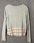 50 - Generation Love Gray Plaid-Hem Top Size S — photo 2: back view