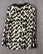 Alice & Trixie Black and Cream Chevron Long-Sleeve Blouse Size L — back