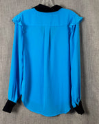 57 - Prabal Gurung for Target Turquoise Ruffle Blouse with Black Trim Size M-M — photo 2: back view