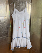 Cynthia Rowley White Embroidered Beach-Motif Cotton Ruffle-Hem Nightgown — back