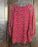 98 - Hamptonite New York Red Silk Blouse Size L — photo 2: back view
