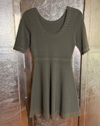 107 - Olive Short-Sleeve Rayon-Blend Dress — photo 2: back view
