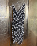 Diane von Furstenberg Lorah Black and White Geometric Silk Cowl-Neck Dress Size 4 — back