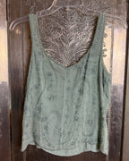 125 - Emma Black Green Silk Top Size 6 — photo 2: back view