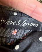 For Love & Lemons Camellia Black Floral Polka-Dot Mini Dress — tag brand