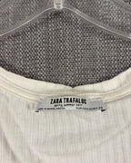 Care Tag 01 view of Zara Trafaluc Ribbed Ruffle-Sleeve Top Size M