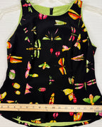 Measurement 01 view of Butterfly and Cocktail Print Sleeveless Peplum Top