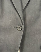 Ann Taylor Black Cotton-Blend 3/4-Sleeve Single-Breasted Blazer Size 14 — detail button lapel