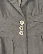 Iris Setlakwe Black Ruffled-Collar Three-Button Peplum Blazer Size 8 — detail buttons pleating