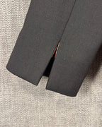 Anya Ponorovskaya Black Open-Front Blazer with Red Floral Lining Size 6 — detail cuff slit