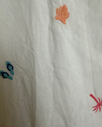 Cynthia Rowley White Embroidered Beach-Motif Cotton Ruffle-Hem Nightgown — detail embroidery