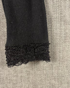 Lauren Ralph Lauren Petite Black Beaded Lace-Trim Silk-Cashmere V-Neck Sweater Size P/L — detail lace cuff
